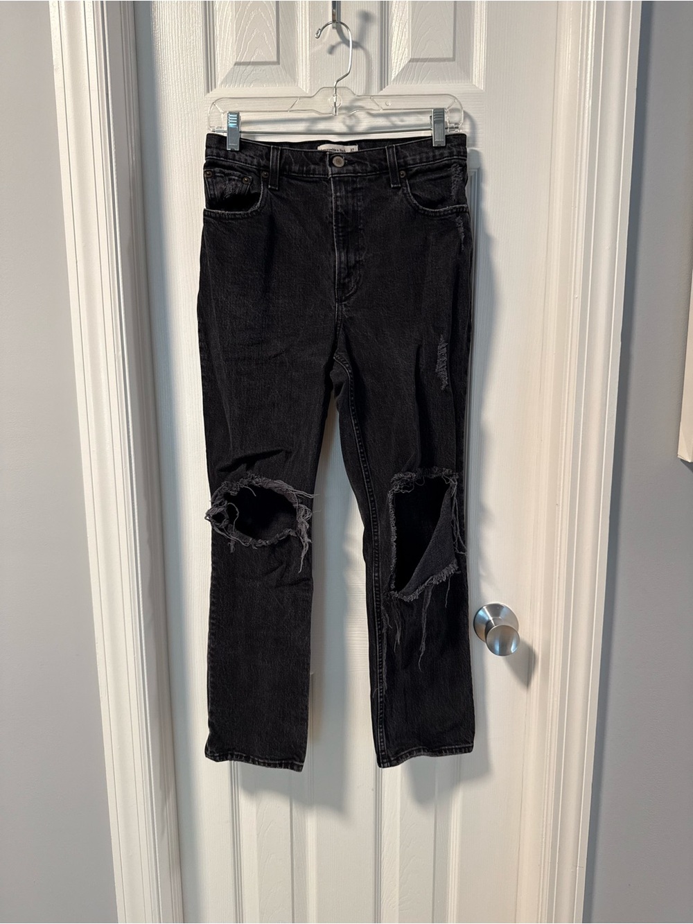 Abercrombie & Fitch Black Washed High-Rise Ripped Jeans